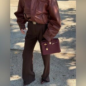 BURGUNDY BOMBER JACKET Genuine Leather (Sizes XS-L)
